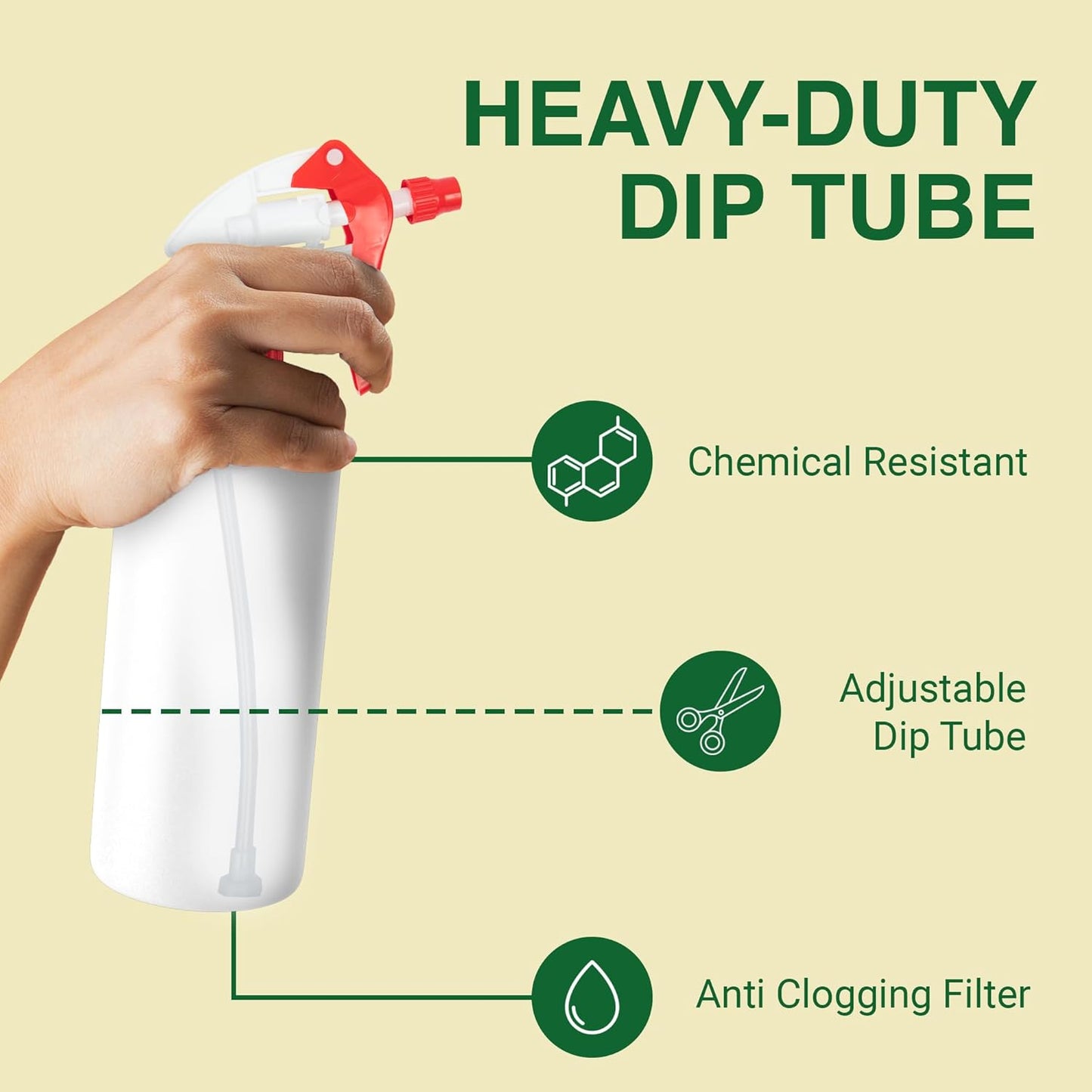 Heluva Green Spray Bottle Nozzle Replacement, Bottle Tops Only - Sprayer Nozzle Triggers for Heavy Duty, Commercial, Home Cleaning Solutions - Fits 8,16,24,32 oz Plastic & Glass Bottles, Red 24 pack