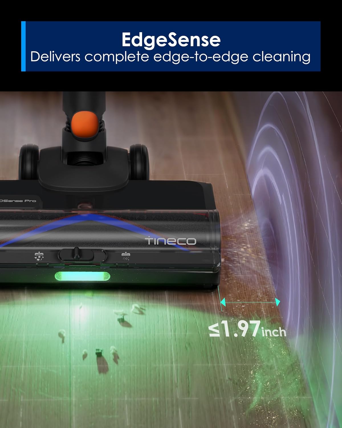 Tineco Pure ONE S70 Cordless Vacuum Cleaner, 200AW Powerful Suction, 3D Sense Pro Cleaning System, 6-Stage Filtration with 95min Runtime, Zero Tangle Brush with 180° Foldable Tube (Blue-Orange)