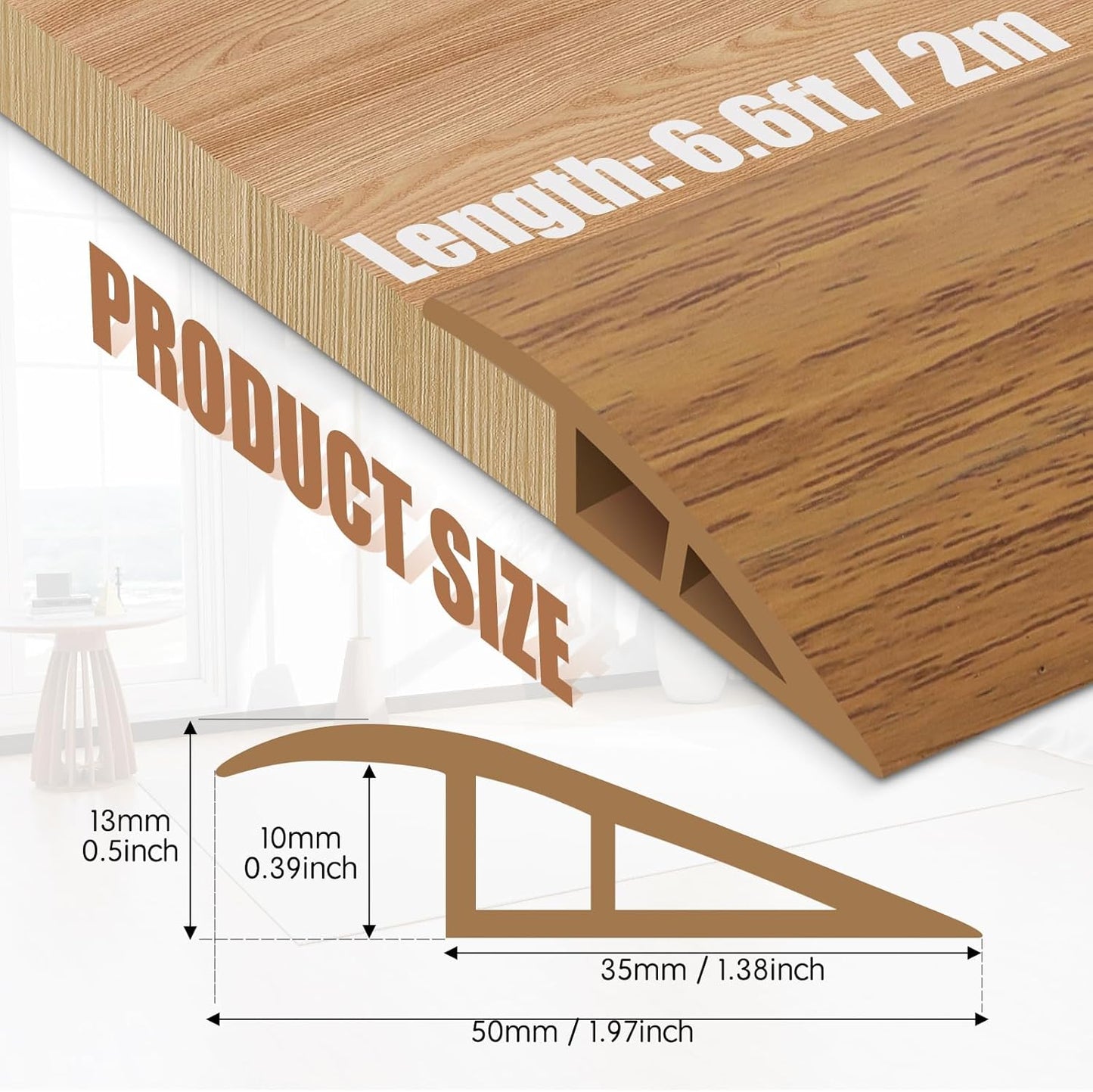 Floor Transition Strip Door Threshold 79" Floor Transition Reducer Trim on The Edges Threshold Strip Self Adhesive Suitable for Doorways, Tiles, Carpet