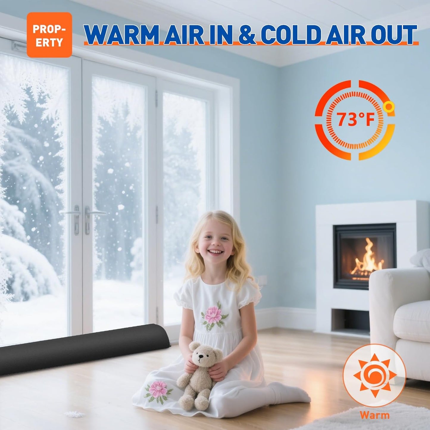 MAGZO Door Draft Stopper 36 Inches, Weighted Triangular Door Snake for Winter Noise Blocker with Hook Loops,Black