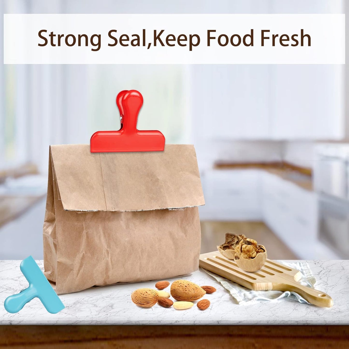 FINDMAG Heavy Duty Stainless Steel Chip Clips, Great for Kitchen Office to Seal Coffee, Chip Bags - Pack of 8