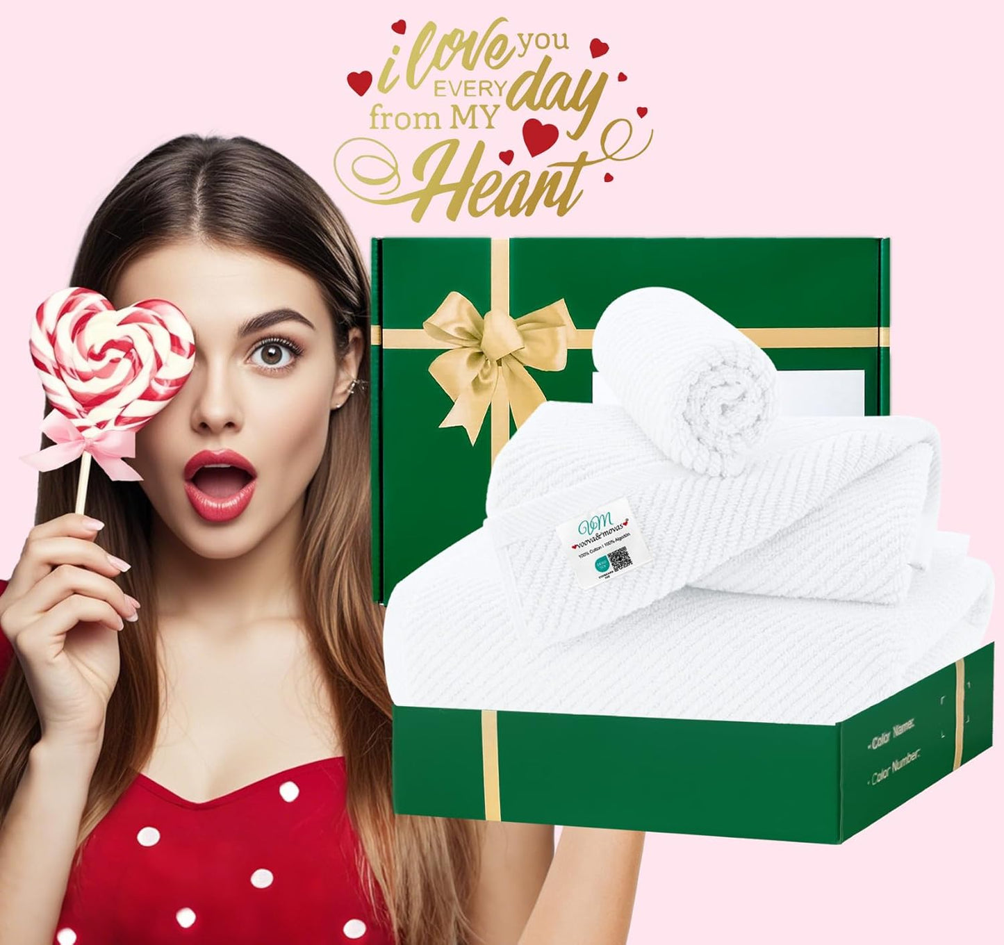 VOOVA & MOVAS White Towels for Bathroom, 100% Cotton | Quick Dry | Soft | Thick, 3 Piece Towel Set, 1 Large Bath 30" x 56", 1 Hand 18" x 28", 1 Wash Cloth 13" x 13", Bathroom Essentials