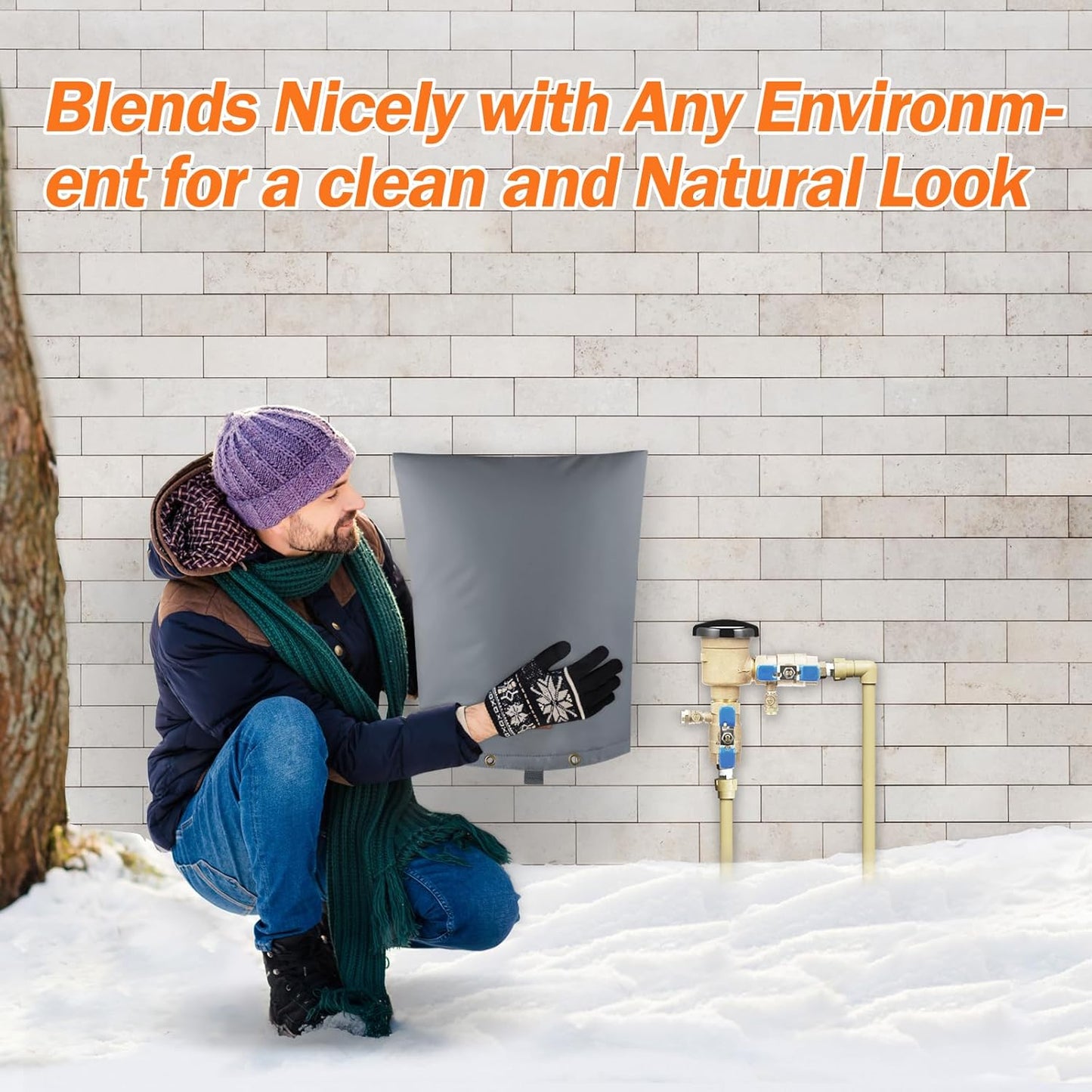 TOHONFOO Backflow Preventer Pipe Insulation Cover (5°F) - Irrigation Sprinkler Valve Insulated Pouch - Water Well Pump Cover - Sturdy 5 Layers for Winter Freeze Protection, 16" W x 20" H, Grey