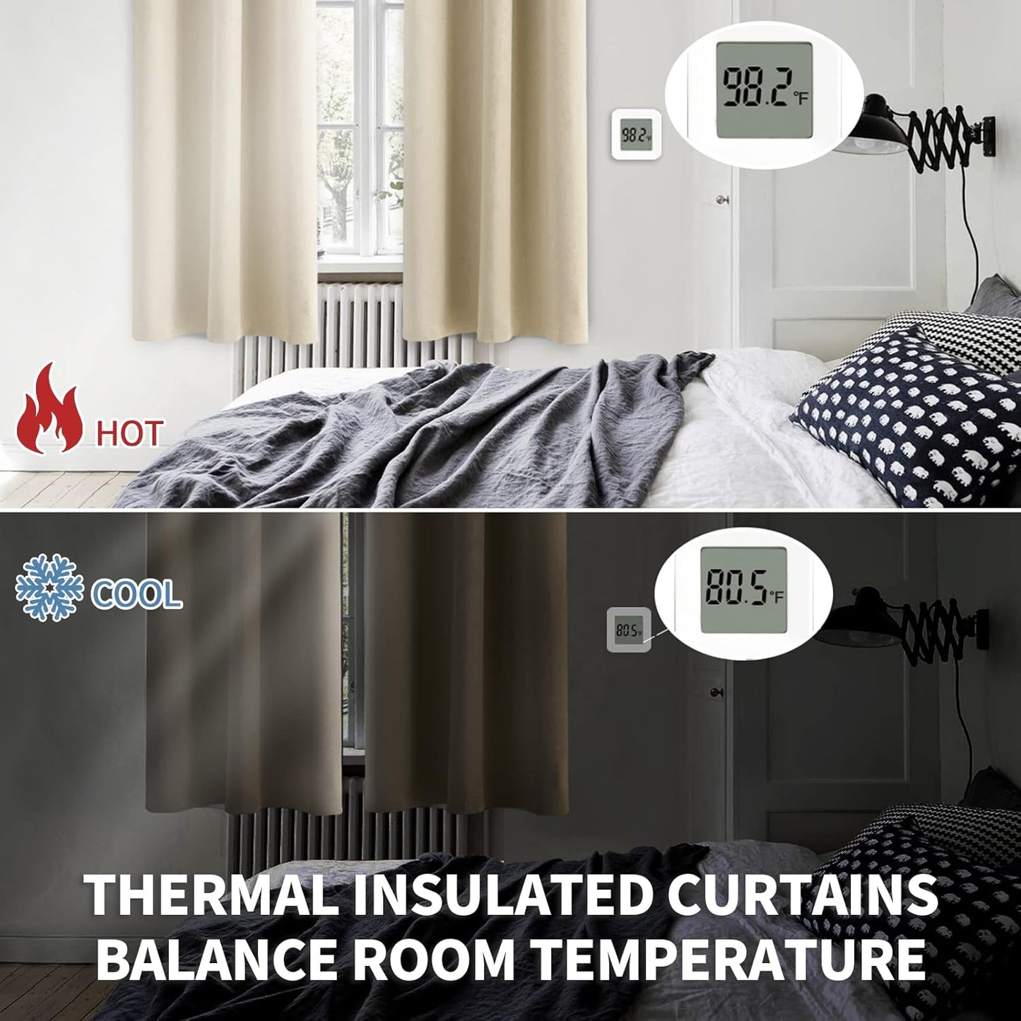 BGment Beige Blackout Curtains 72 Inches Length for Bedroom - Thermal Insulated Room Darkening Window Treatments with Rod Pocket for Living Room, 52 x 72 Inch, 2 Panels