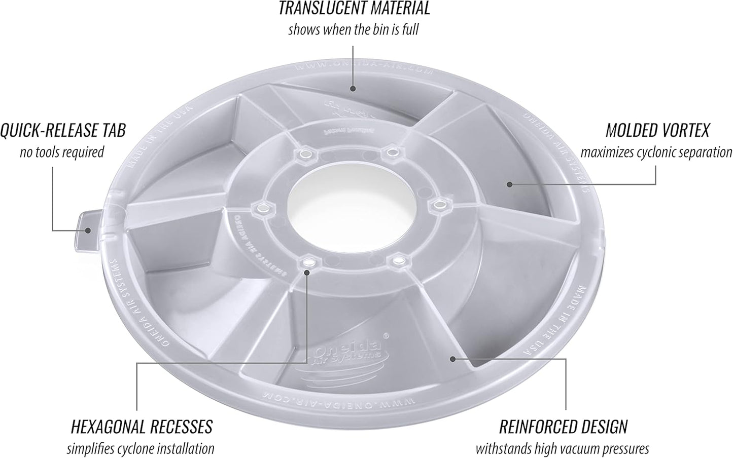 Oneida Air Systems Dust Collector & Cyclone Separator Kit w/ Clear Bucket, DD Deluxe 5-Gal - Portable Cyclone Machine for Wet and Dry Shop Vacuums