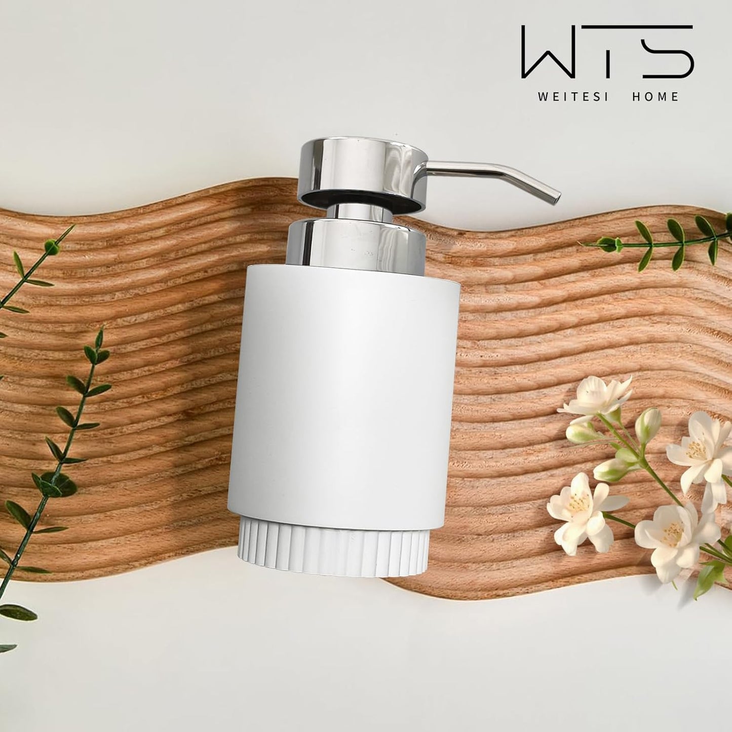 Resin Soap Dispenser for Bathroom, Hand Lotion Liquid Dispenser Easy-to-Press with Reusable Plastic Pump for Shampoo Bathroom Kitchen Countertop Rust-Proof 10 oz White