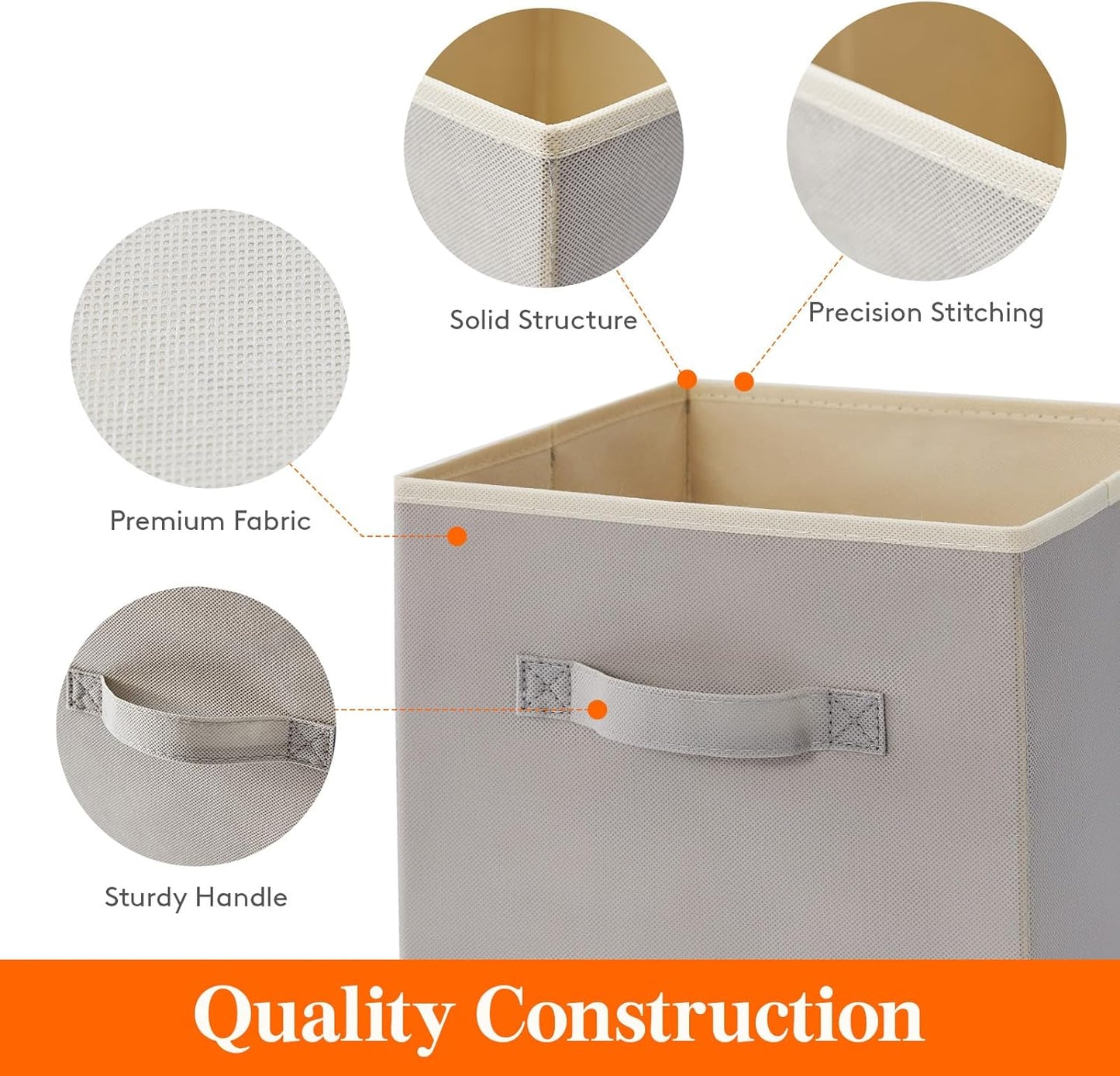 Lifewit 13 Inch Cube Storage Bins, 12 Packs Storage Cubes Foldable Decorative Fabric Storage Baskets for Organizing Home Organizers with Handles for Shelves, Closet, Light Gray, Large