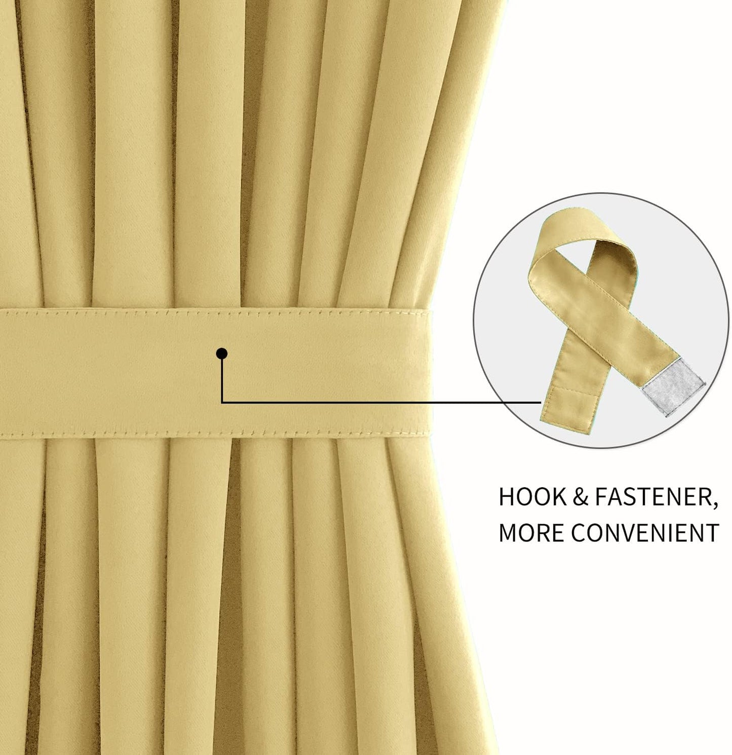 DWCN French Door Curtains – Rod Pocket Thermal Blackout Curtain for Doors with Glass Window, Kitchen and Patio Doors for Privacy, 54 X 72 Inches Long, 1 Curtain Panel with Tieback, Light Yellow