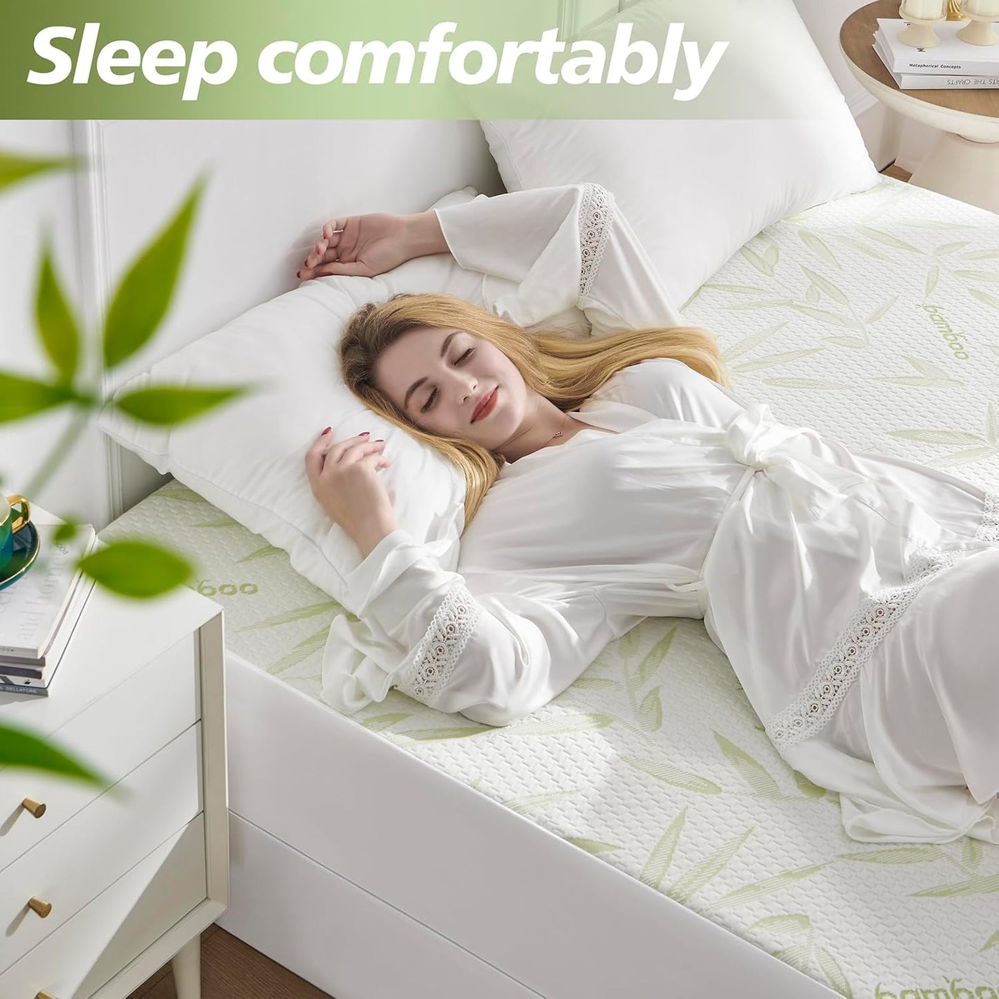 King Mattress Protector Waterproof Mattress Pad Washable Bamboo Rayon Mattress Cover Breathable Noiseless Bed Protector 5" - 21'' Elastic Fitted Deep Pocket