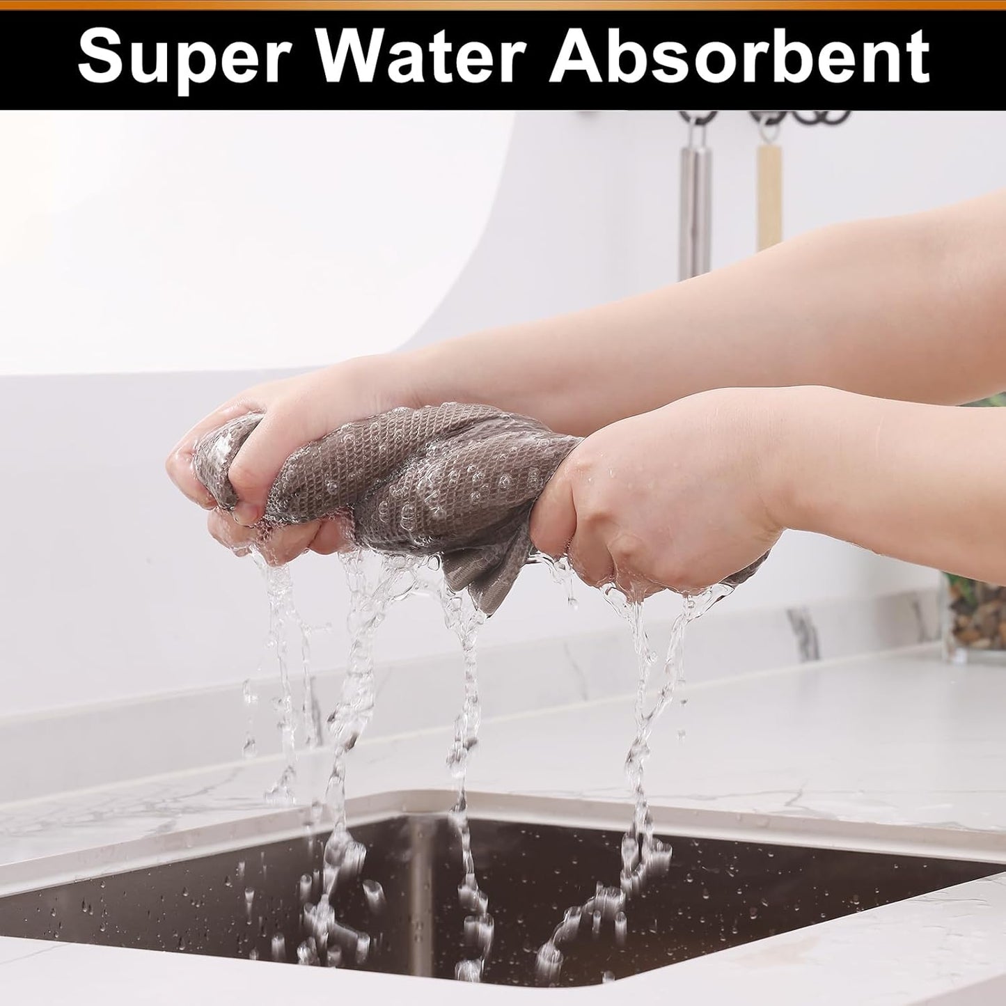 Homaxy 100% Cotton Waffle Weave Kitchen Towels - 8 Pack Soft and Absorbent Dish Towels - 16 x 26 Inches Quick Dry Hand Towels - Brown