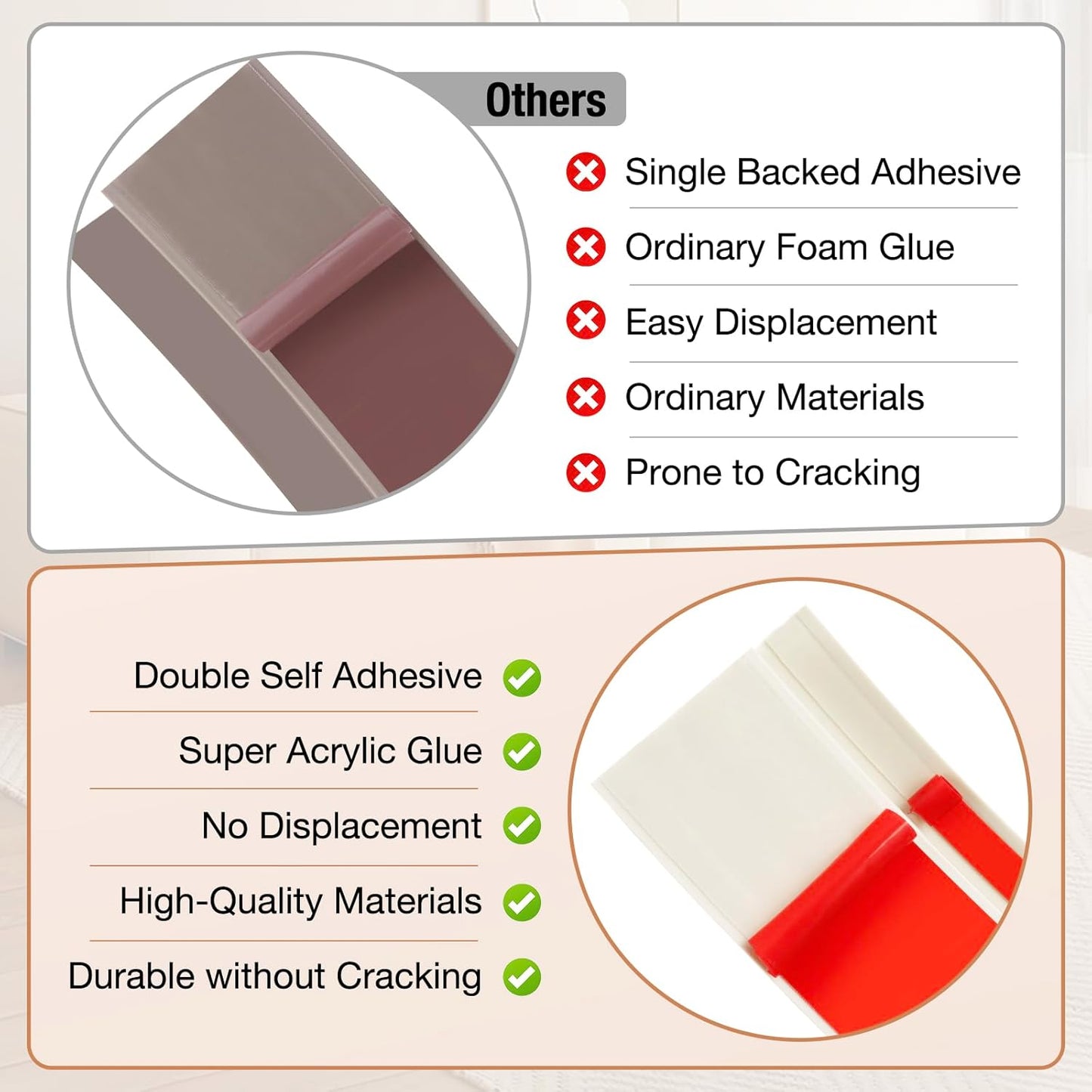 Floor Transition Strip Self Adhesive Vinyl Door Threshold for Doorways Carpet Edging Trim Overlap Edge Reducer for Laminate Floor, Carpet, Tile (Beige Wood Grain, 3/5" to 4/5", 6.6Ft)