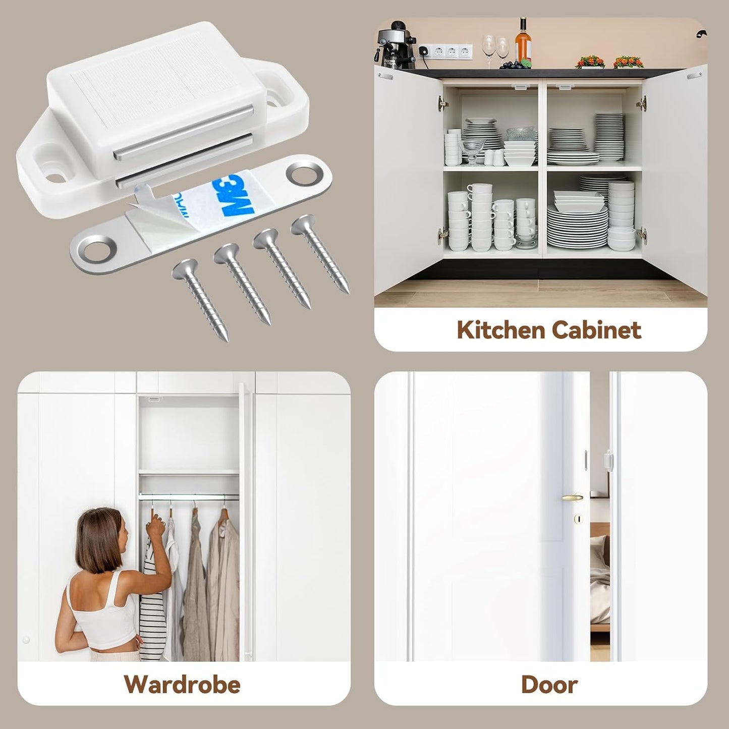 Cabinet Magnetic Catch Door Latch 30LB for Kitchen Drawer Magnets to Stay Closed Magnetic Catch Closet for Drawer（White 6 Pack）