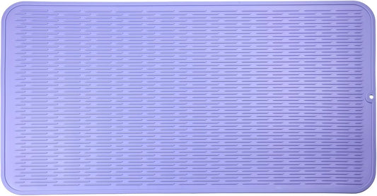 Silicone Dish Drying Mat for Multiple Usage,Easy clean,Eco-friendly,Heat-resistant Silicone Mat for Kitchen Counter or Sink,Refrigerator or Drawer Liner Light Purple 4XL 32 inches x 18 inches