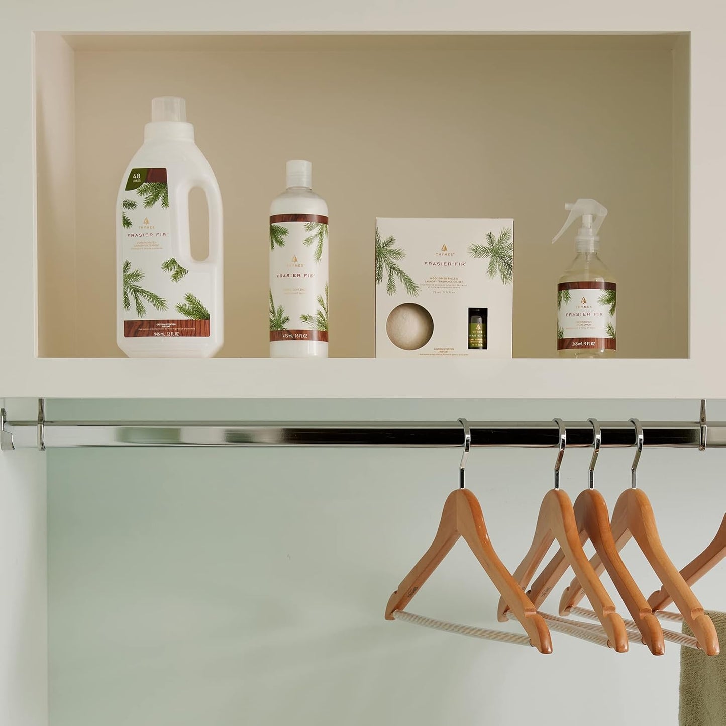 Thymes Wool Dryer Balls Set – Includes 3 Wool Laundry Balls + 1 Scented Laundry Fragrance Oil for Dryer – Eliminate Wrinkles, Static & Lint (Frasier Fir, 0.5 fl oz)