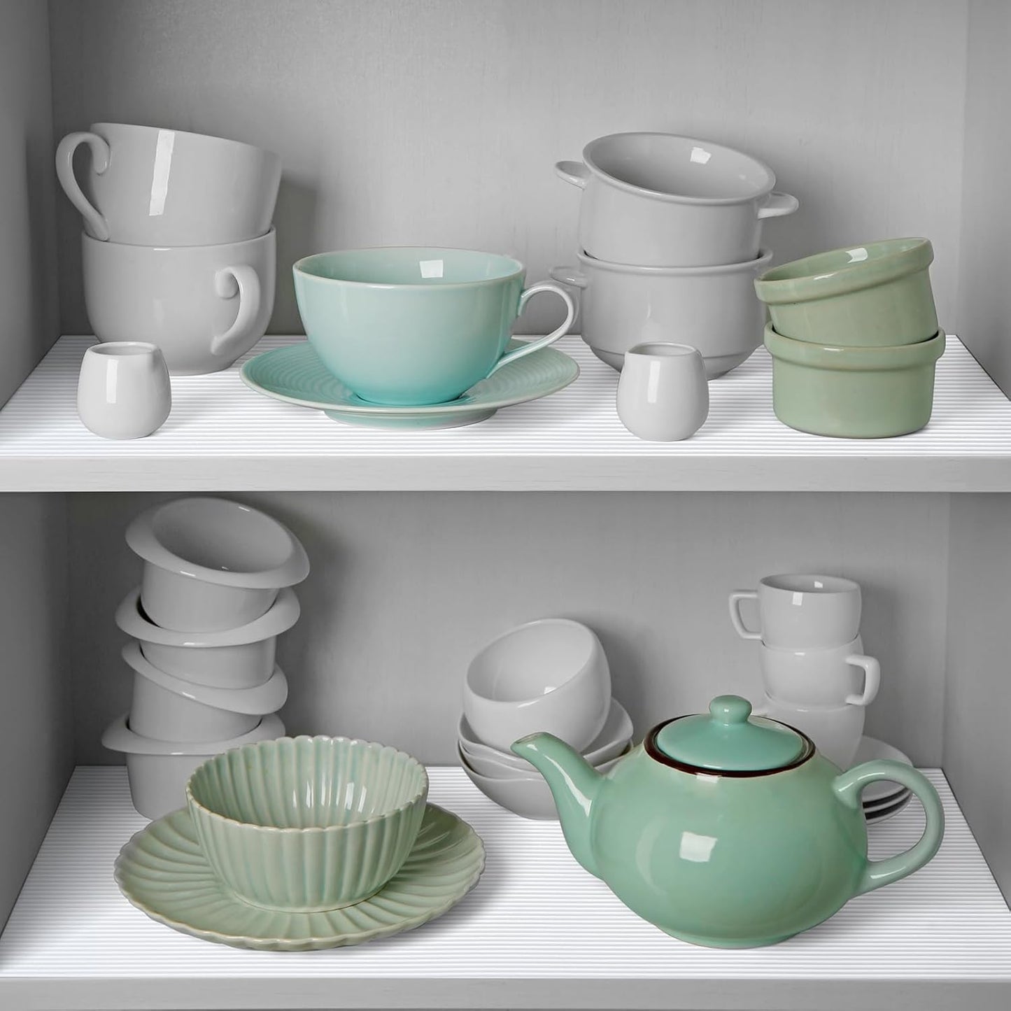 Shelf Liners for Kitchen Cabinets Drawer Liner Non Adhesive Cupboard Mat EVA Material Waterproof Refrigerator Mats Washable Fridge Liner for Cupboard and Desks Liner White 11.8 x 236.2 Inches