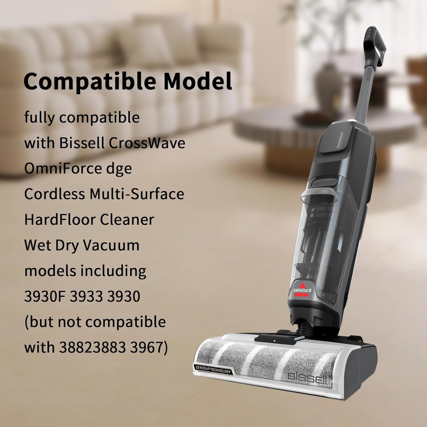 3930F 3933 3930 Roller Brushes & HEPA Filters Replacement Kit for BISSELL CrossWave OmniForce Edge Cordless Cleaner - Includes 3 HEPA Filters, 3 Brush Rolls, 1 clean Brush, Part No. 1640897, 1640066