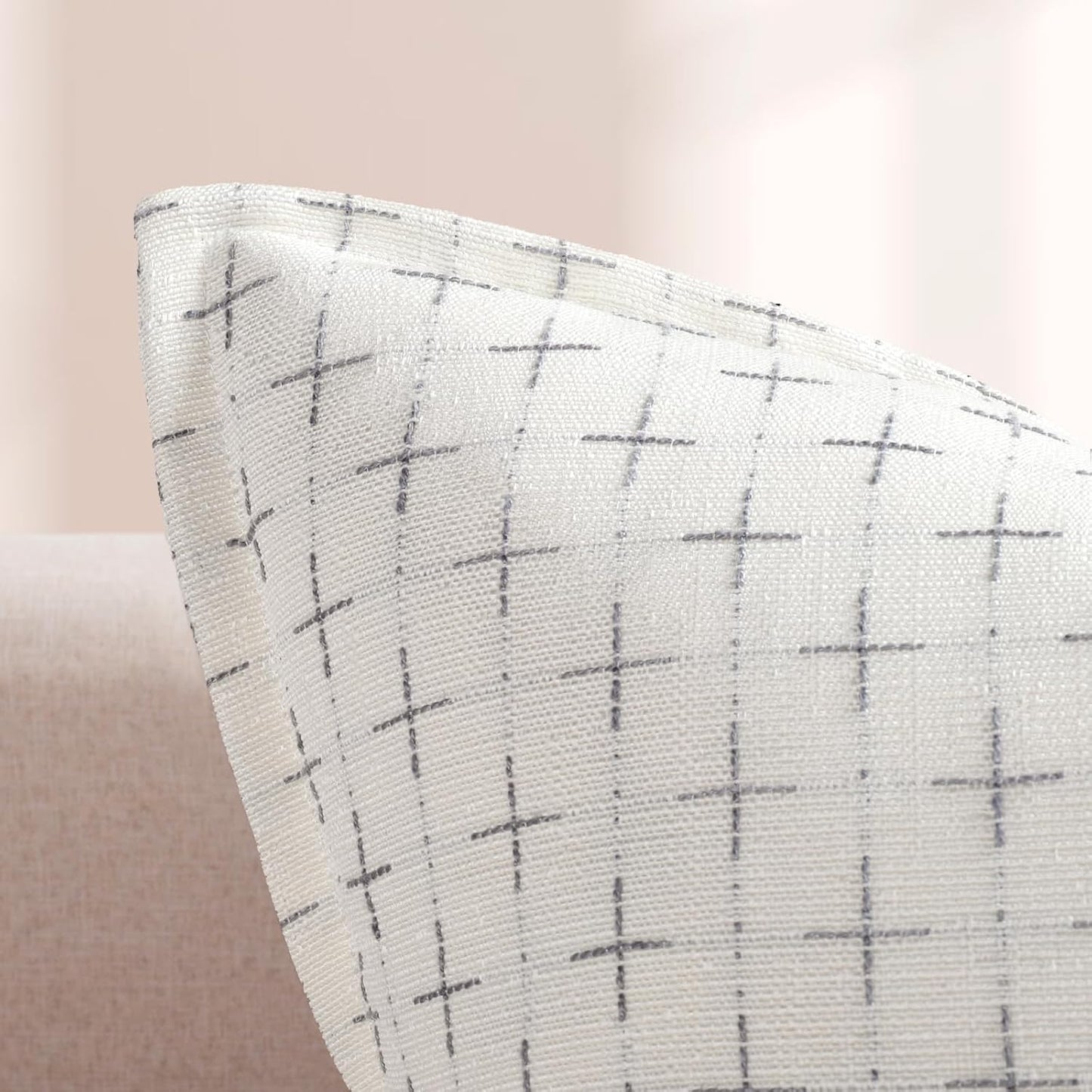 ZWJD Pillow Covers 16x16 Set of 2 Soft Polyester Textured Pillow Covers with Stylish Flange Edge Cozy Farmhouse Throw Pillows for Couch Bed Sofa Living Room