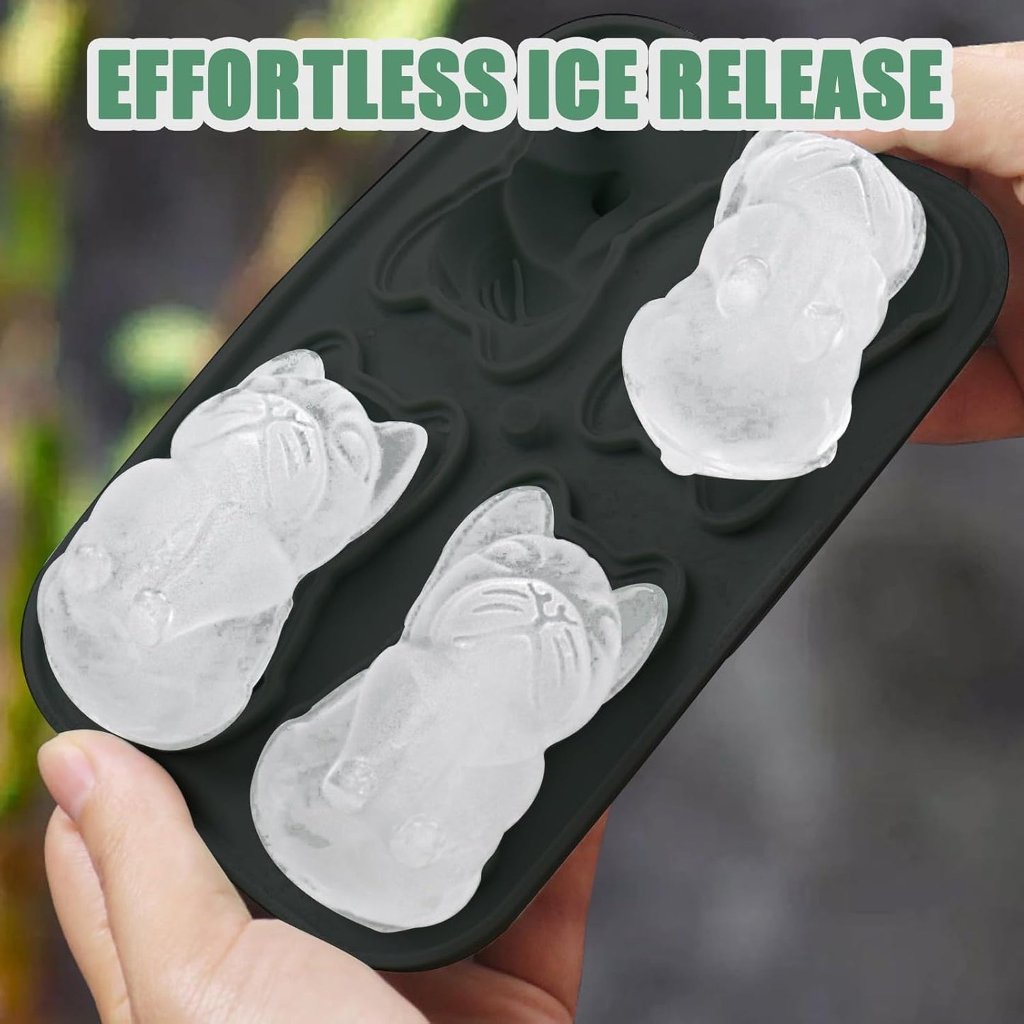 French Bulldog Gifts 3D Ice Cube Mold, Admaison Ice Cube Tray with Funnel for Cocktails, Bourbon,Brandy, Whiskey Gifts for Men, Silicone Fun Bulldog Shapes Black (French Bulldog)