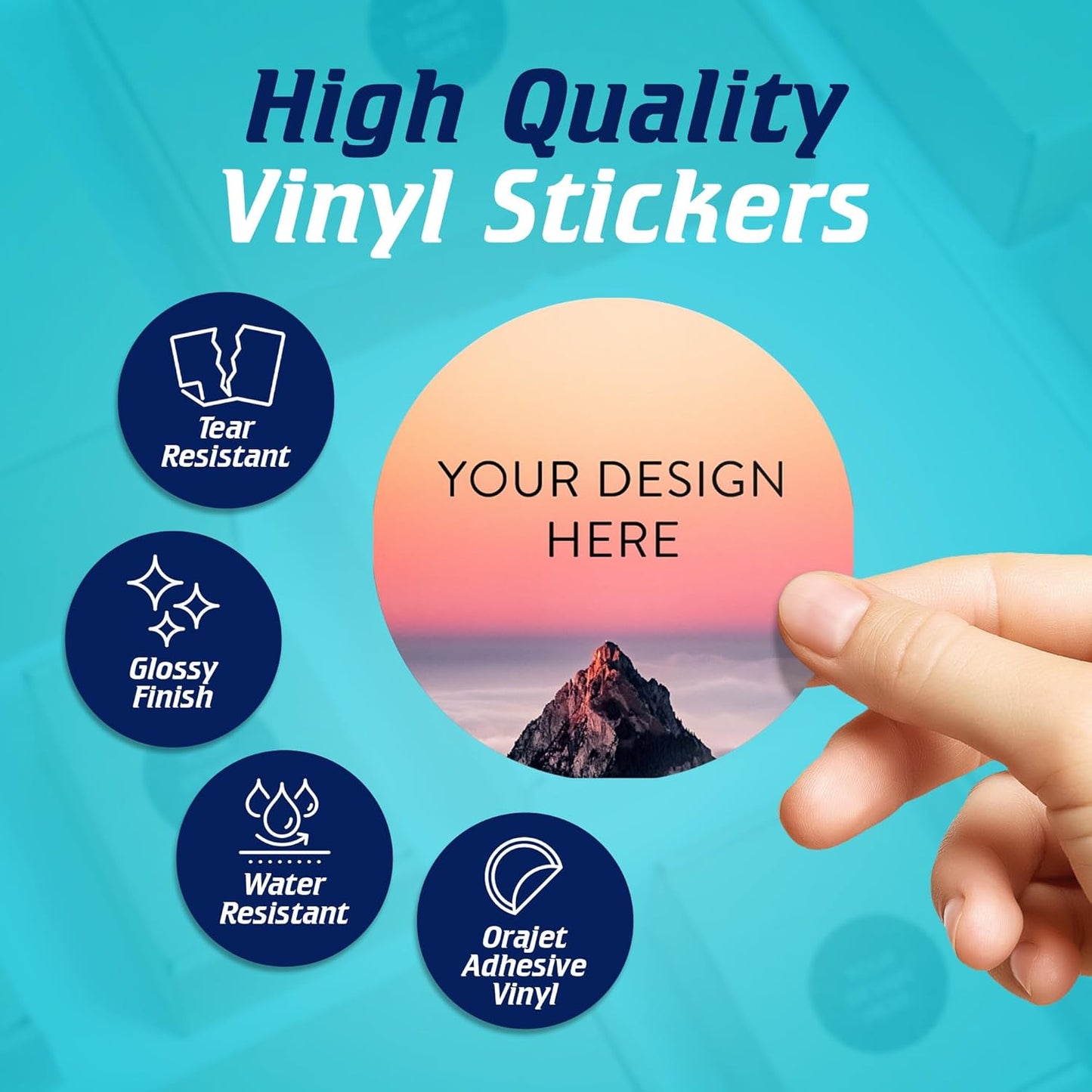 100 Custom Vinyl Stickers - Upload Your own Image, Text, Design, Logo - Personalized Logo Labels for Handmade, Packaging, Bottle, Jars, Candle, Brand Stickers (Mountain, 3x3)