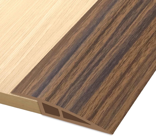 Vinyl Door Threshold Flooring Transition Strip Self Adhesive Carpet Edging Strip for Laminate Doorway Edge Threshold from 2/5" to 3/5" (Smoked Brown Wood Grain, 10 Ft)