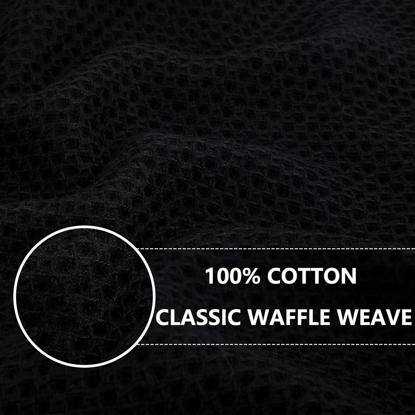 Homaxy 100% Cotton Oversized Waffle Weave Kitchen Dish Towels, Ultra Soft Absorbent Quick Drying Cleaning Towel, 20 x 28 Inches, 8-Pack, Black