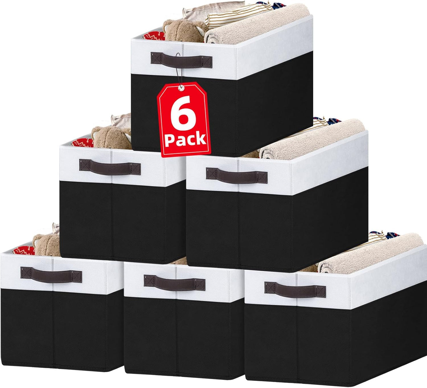 Criusia 6 Pack Closet Organizers and Storage Bins, Cute Dorm Room Essentials for Clothes Beddings Bags, Under Bed Storage Containers, Apartment Essentials Baskets for Organizing (14L*10W*9.5H)