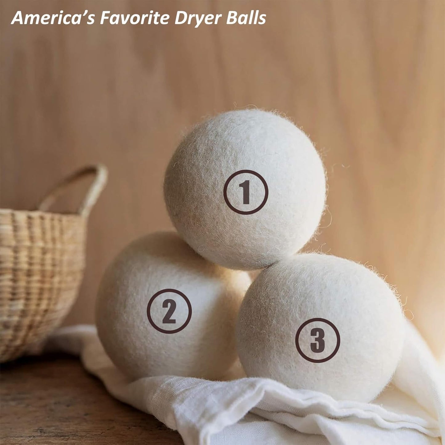 Sheep Wool Dryer Balls 6 Pack L(2.3") Premium Natural Fabric Softener, Reusable Laundry Dryer Balls for Reducing Drying Time, Static and Wrinkles, Eco-Friendly – 100% New Zealand Wool