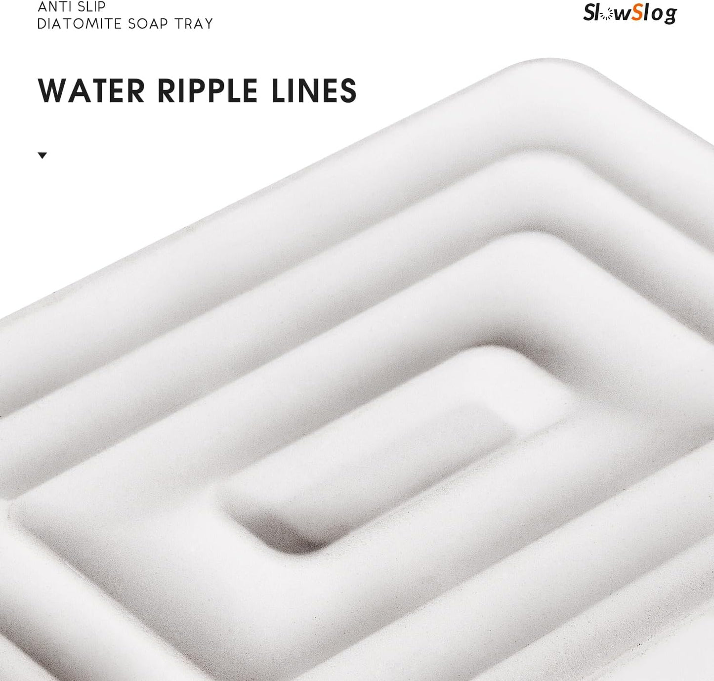 1 Pack Diatomite Soap Dish Holder, Quick Dry Stone Bath Tray, Diatomaceous Earth Stone Soap Holder, Water Absorbent Rectangular Soap Dish for Bar Soap, White