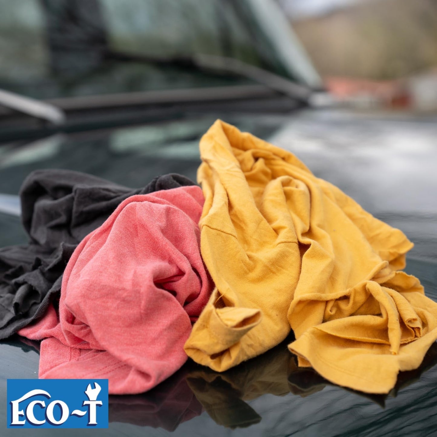 1 Lb Bag Eco-T Mechanic Shop Rags - Colored T-Shirt Material, 100% Recycled, Eco-Friendly, High Absorbency, Low Lint, Low-Cost, Industrial Use Wiping Cloth