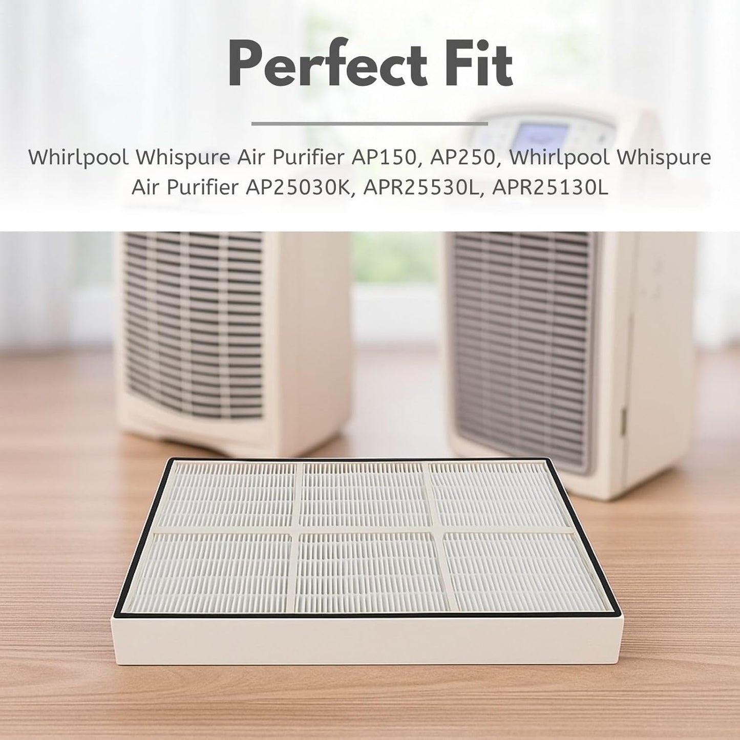 Nispira True HEPA Filter (Small) with 4 Pre-Carbon Filters Compatible with Whirlpool Whispure Air Purifier Models AP150, AP250, AP25030K, APR25530L, APR25130L; Compared to Part # 1183051 1183051K