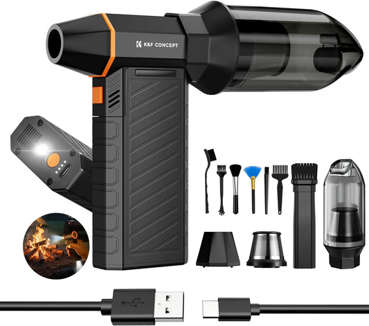 K&F Concept 2-in-1 Magnetic Compressed Air Duster, Electric Air Duster|300000RPM Vacuum Cleaner|3 Gear|Super Wind Power|Rechargeable Brushless Motor|for Computer, Keyboard, Car, Home,Outdoor Cleaning
