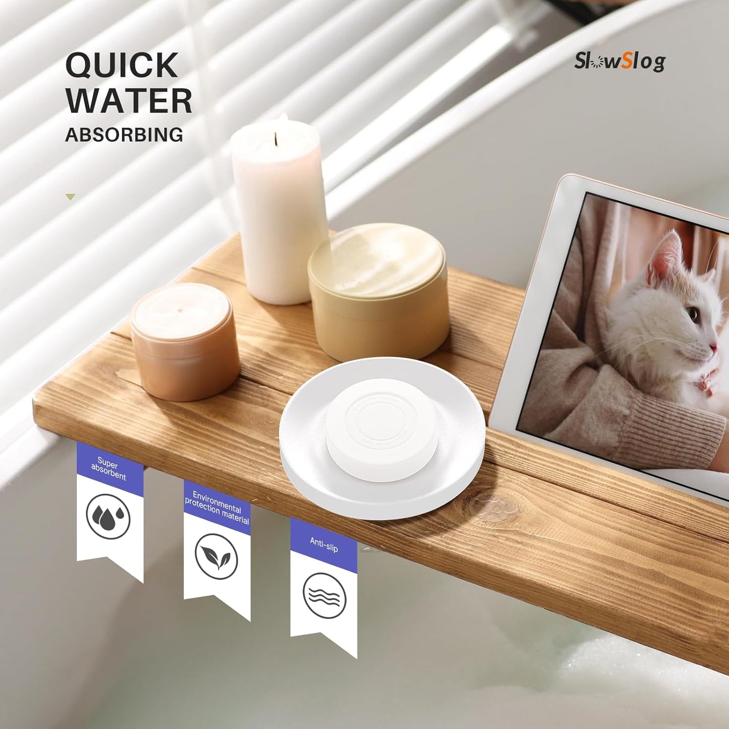 Diatomite Soap Dish Holder, Stone Bath Dish, Quick Dry Stone Bar Holder, Fast Drying Soap Saver, Diatomaceous Earth Tray for Hand Soap, Sponge Organizer, White