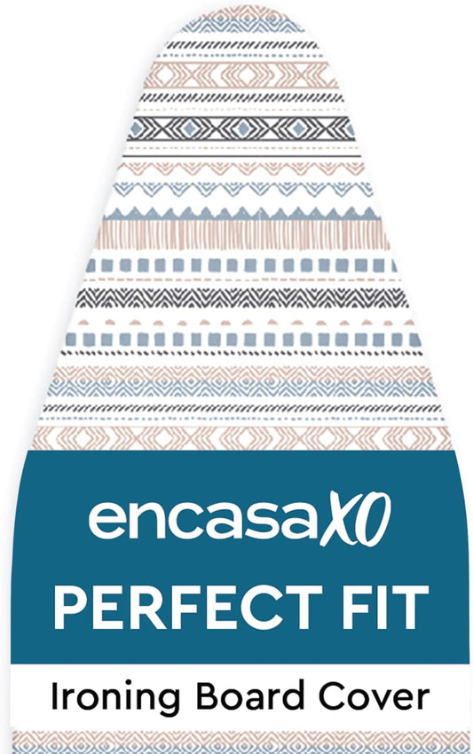 Encasa XO Ironing Board Cover and Pad 57"x22" - Thick 3mm Felt Padding, Drawstring Tightening & Lock, Easy Fit, Scorch & Stain Resistant, Fits X-Large Ironing Board - Aztec