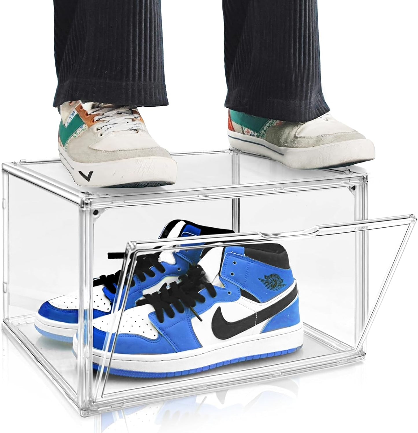 Acrylic Shoe Boxes Sneaker Storage for Sneakerheads Size 13 Clear Plastic Stackable Boot Shoe Collectibles Display Case