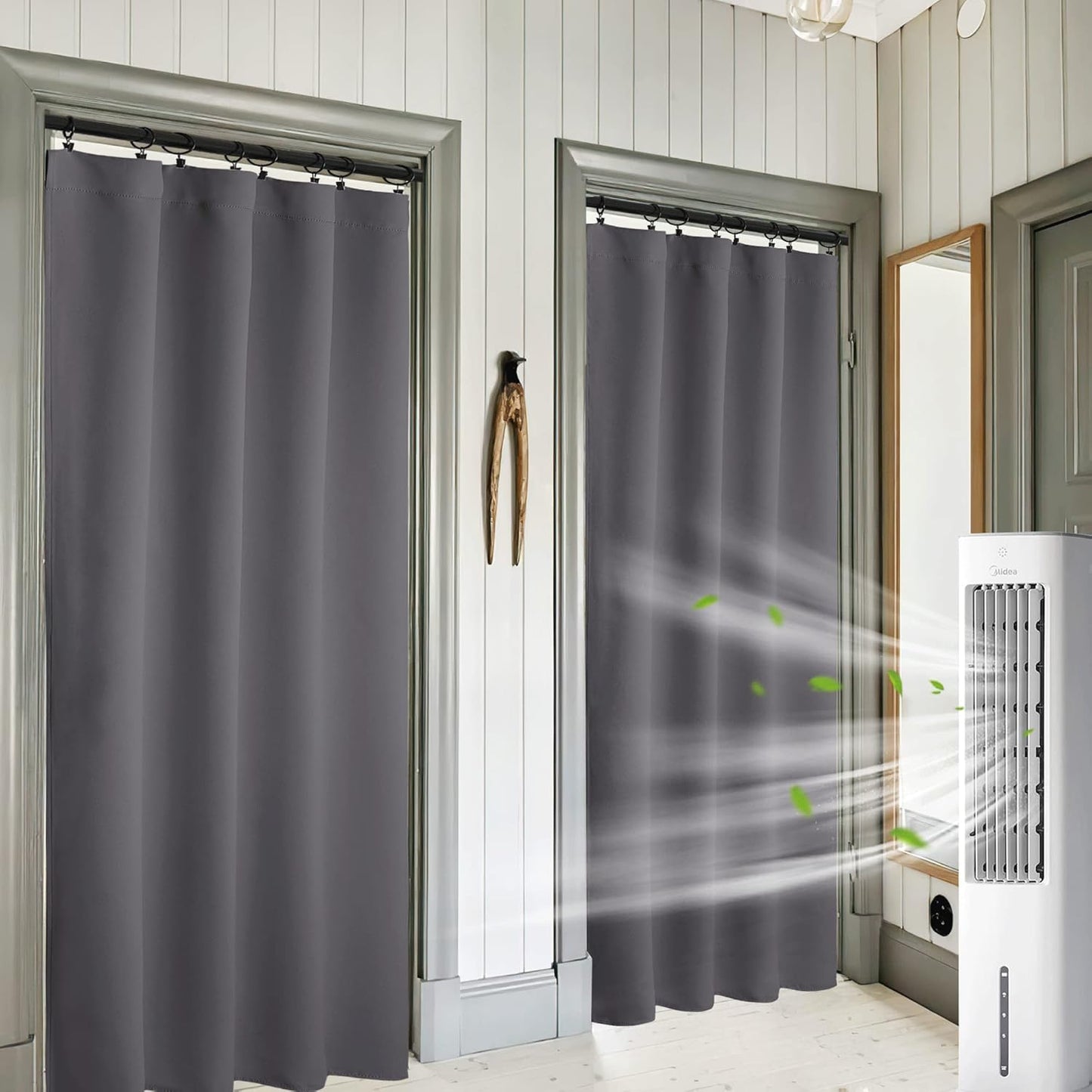 RYB HOME Blackout Curtains for Living Room, Large Window Shades for Bay Window Dining Parlor Bedroom Patio Door, Wide 62 x Long 72 inches, Grey, 2 Panels