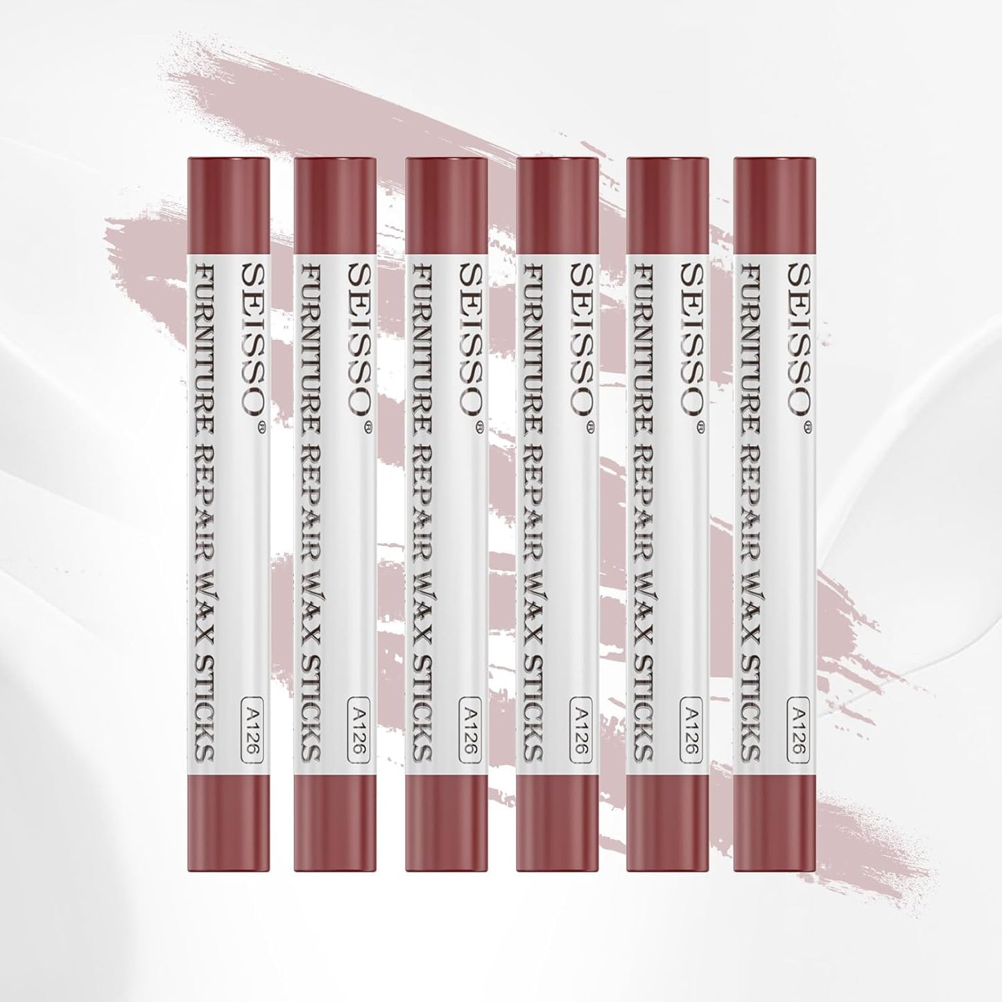 SEISSO Wood Filler Sticks- 6 Pcs, Furniture Repair Wax Crayons, Furniture Marking Repair - Scratch, Cracks, Hole, Table, Wood Floor, Guitar - Crimson Rose