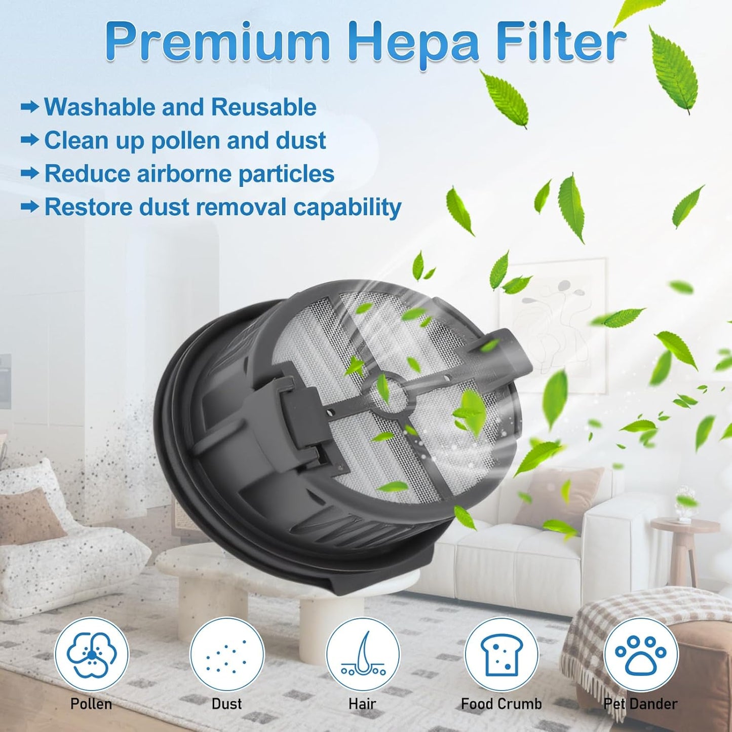 Roller Brush and Filter Replacement Compatible with Dreame H14, H14 Pro Vacuum Cleaner, Replaces Part Include 2 Rollers and 4 Hepa Filters