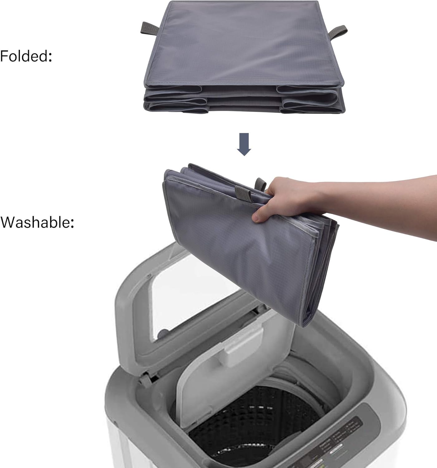 GRANNY SAYS 3-Shelf Closet Organizers and Storage, Foldable Hanging Closet Organizer, Hanging Closet Shelves with 2 Metal Hooks, Leak-Proof Closet Hanging Organizer for Locker & Camper, Gray, 2-Pack