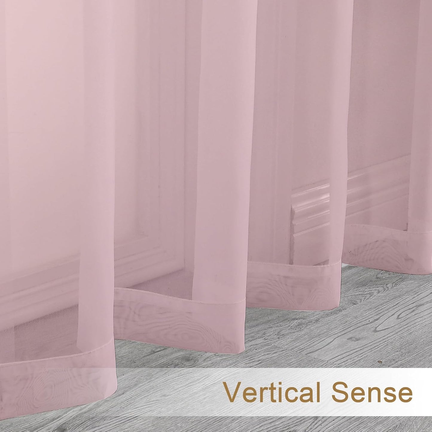 Chyhomenyc Sheer Curtains 72 Inch Length 2 Panels, Light Filtering Top Dual Rod Pocket Voile Window Curtain Drapes for French Door, Bedroom Living and Children Room, Each 42W x 72L, 2PCS, Blush Pink