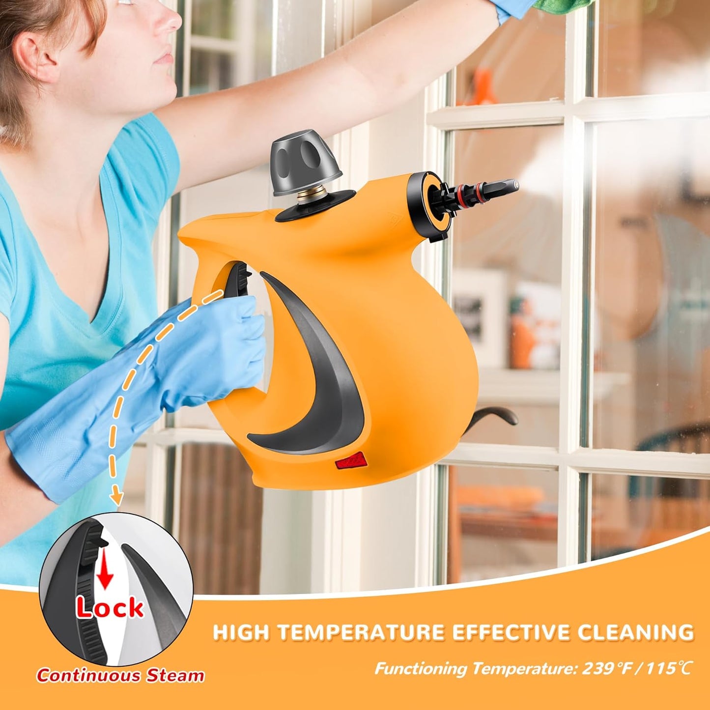 Spurgehom Handheld Steam Cleaner, Portable Steamer with Large Capacity,11-Piece Accessory Set for Cleaning