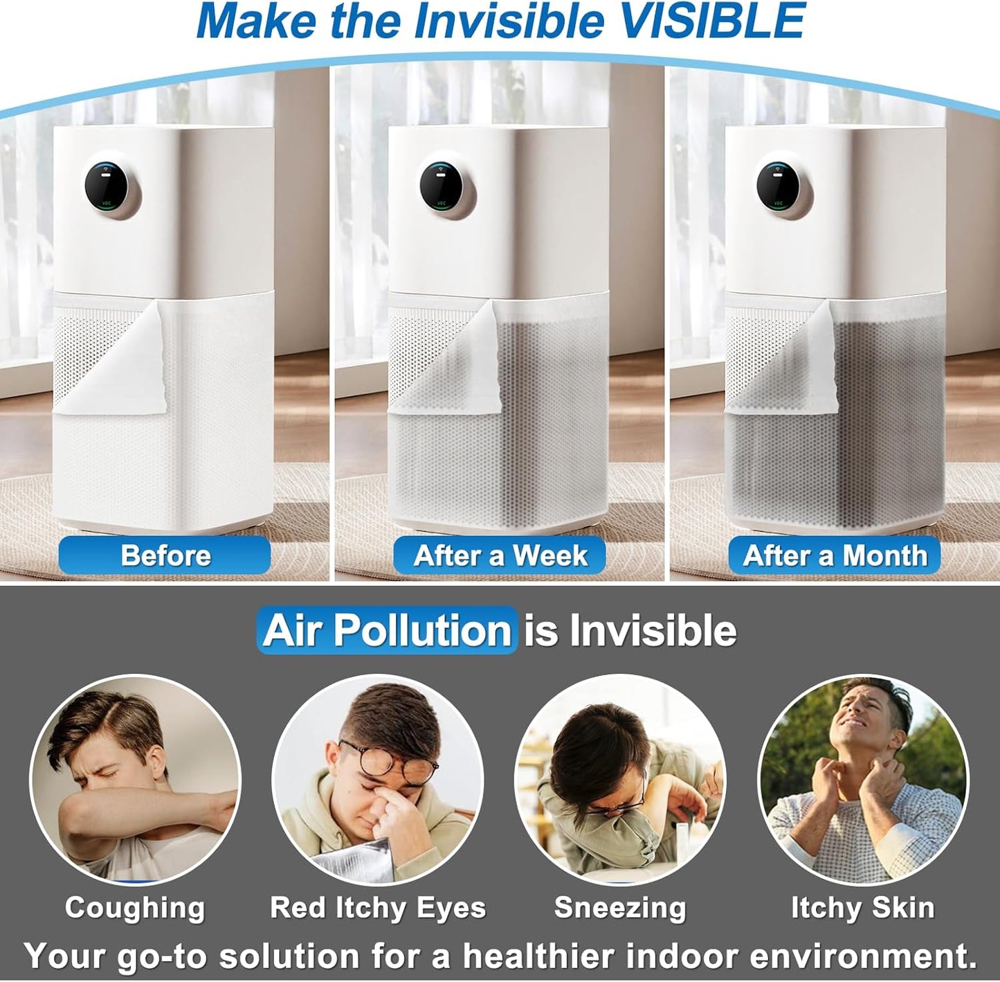 UCINNOVATE MERV 13 Air Vent Filters, 39"x90" Electrostatic Vent Filter Kit with 125" Installation Tape, 24.7 Ft² Cut to Size AC Filter Material for Floor Home Ceiling HVAC