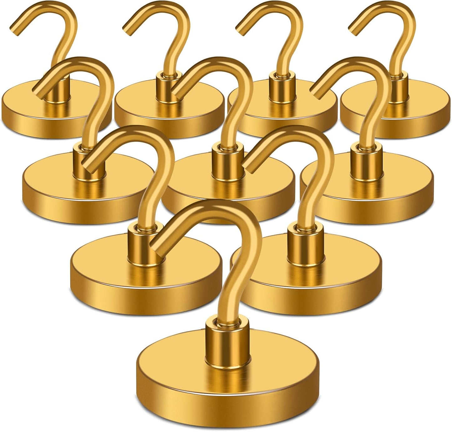 MIKEDE Magnetic Hooks,150LB Heavy Duty Magnets with Hook, Super Strong Magnets Neodymium Extra Cruise Strength for Hanging(Yellow, 10 Pack)