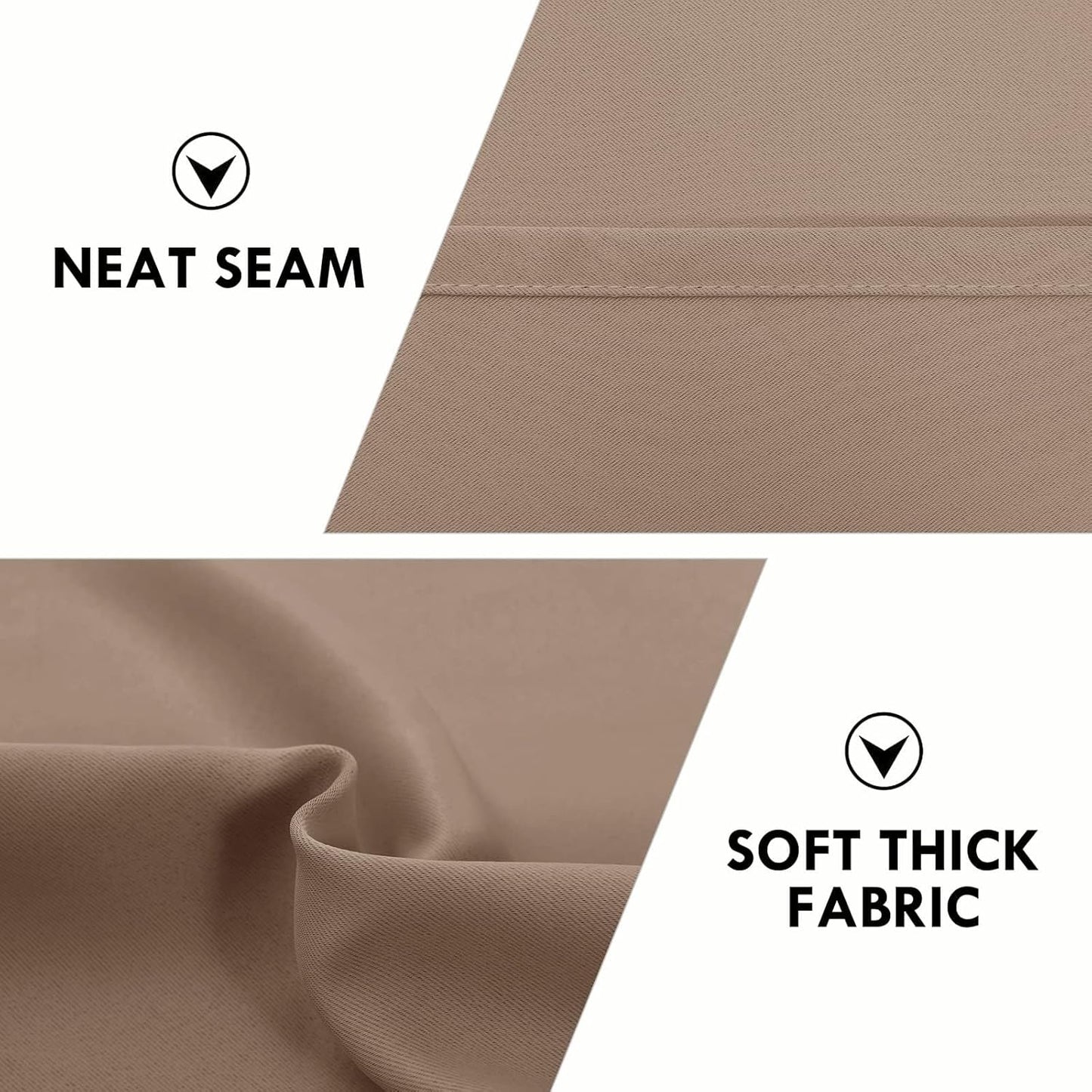 DWCN Blackout Curtains for Living Room Thermal Insulated, Energy Saving & Noise Reducing Bedroom Curtains, Khaki, W 70x L 72 Inch, Set of 2 Rod Pocket Curtain Panels