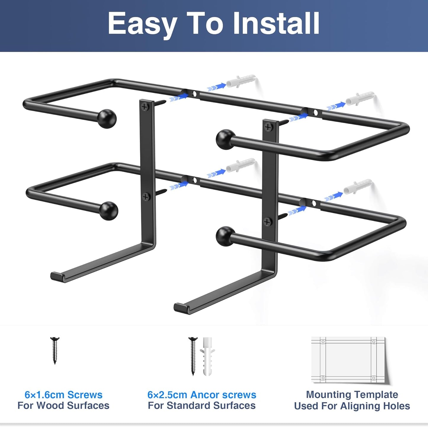 2 Pack Glove Box Dispenser Wall Mount (10.4 * 3.5in): Black Glove Holder Organizer for Disposable & Tissue Box - Organizer on Wall in Lab, Kitchen, Bathroom, Garage