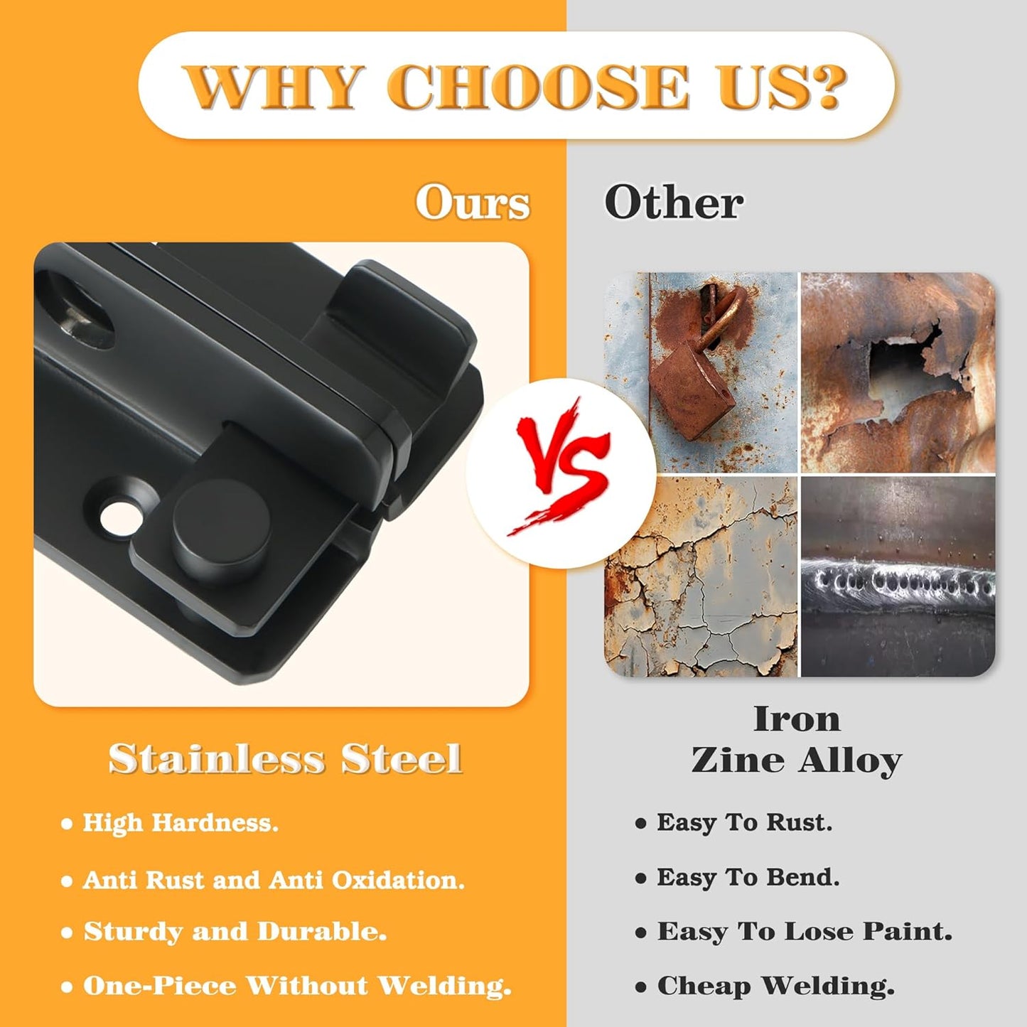 Alise Flip Latch Gate Latches Slide Bolt Latch Safety Door Lock Catch for Barn Cabinet Pet Cage Garden Bathroom Garage Window Sliding Door,Heavy Duty Stainless Steel Matte Black,MS3006R-B