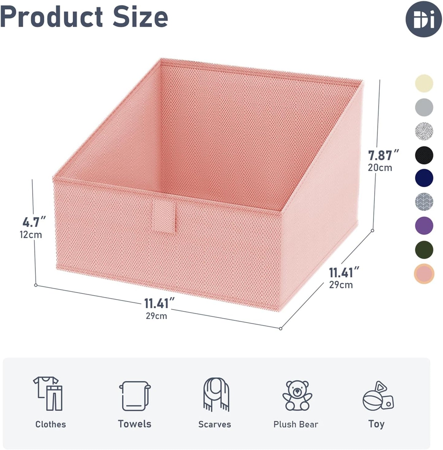DIMJ Closet Storage Bins 8 Pack - Fabric Trapezoid Closet Organizer Bin, Foldable Storage Baskets for Shelves, Closet Shelf Organizer, Clothing Storage Box for Toys, Books, Towel, Clothes, Pink