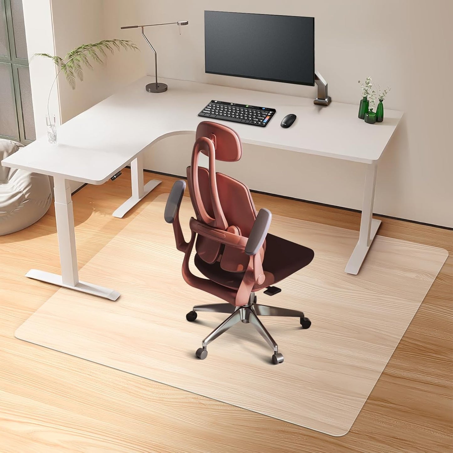 Vicwe Office Chair Mat for Hard Floor, 60"x48" Anti-Slip PVC Computer Chair Mat, Easy Glide for Chairs, Multi-Purpose Floor Protector Desk Chair Mats for Home Office
