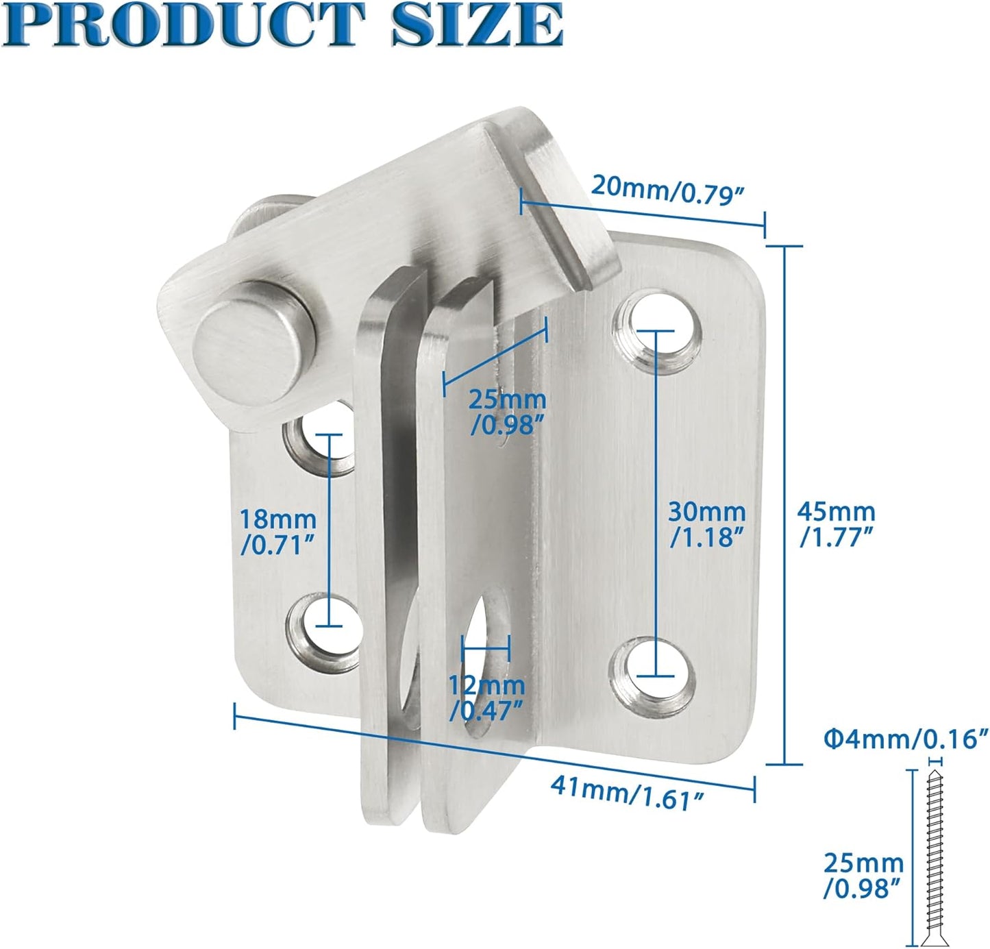 Alise Flip Latch,Gate Latches Slide Bolt Latch Safety Door Lock Catch for Barn Cabinet Pet Cage Fence Bathroom Garage Window,Heavy Duty SUS304 Stainless Steel Gate Hardware Locks,Brushed MS5007