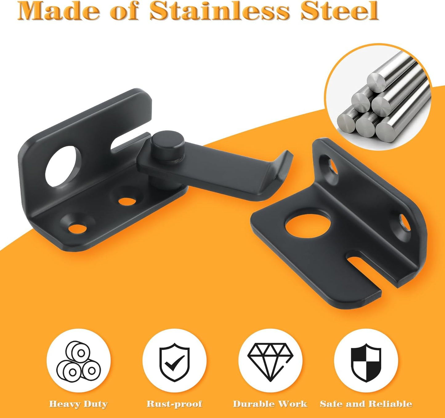 Alise Flip Latch Gate Latches Slide Bolt Latch Safety Door Lock Catch for Barn Cabinet Pet Cage Garden Bathroom Garage Window Sliding Door,MS4001-B Stainless Steel Matte Black