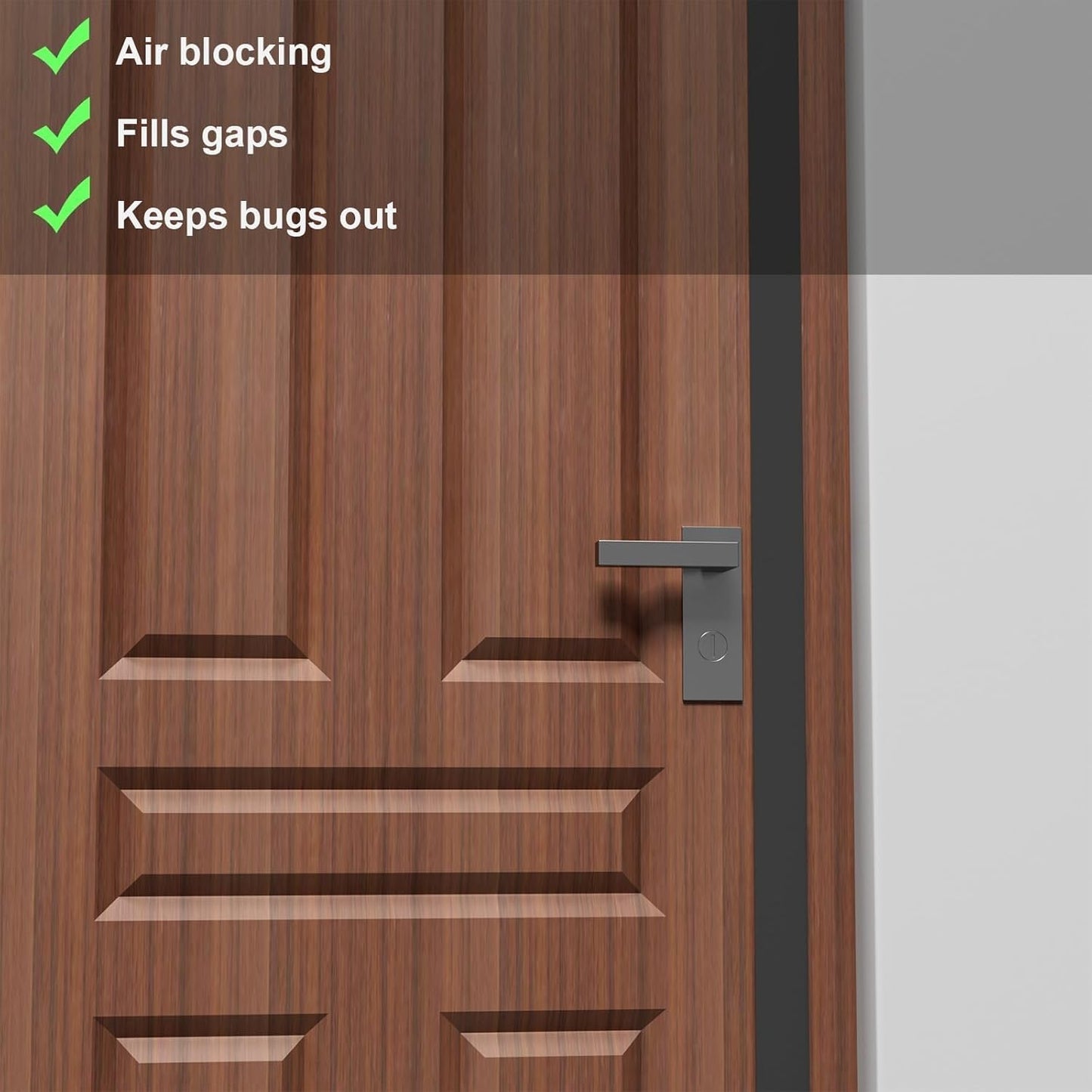 T-Shaped Door Draft Stopper, 1.97 in x 10 Ft Silicone Seal Strip for Windows Gaps, Weather Stripping Seal Strip Shower Sweep, Black